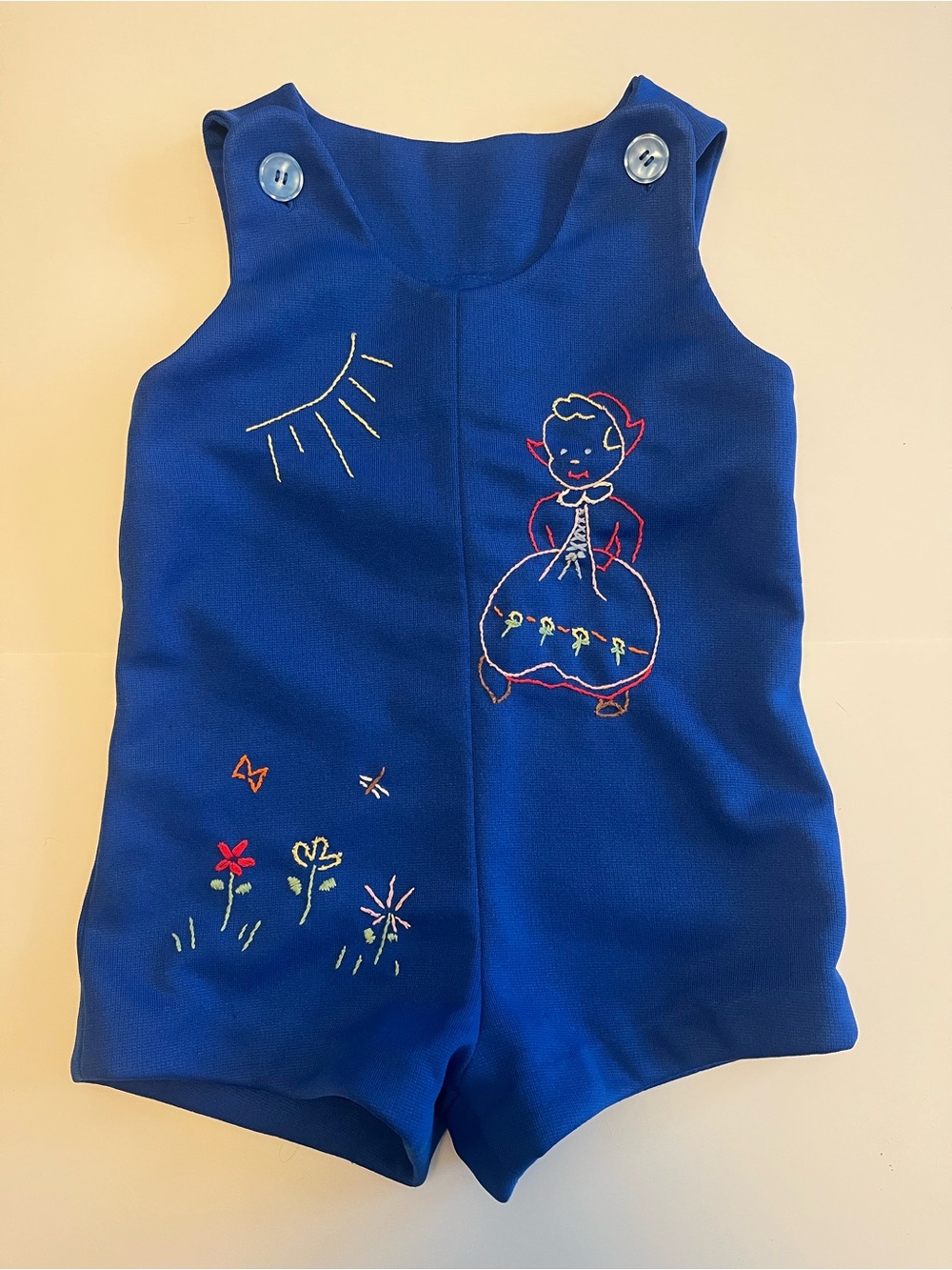 Embroidered Royal Blue Baby Romper